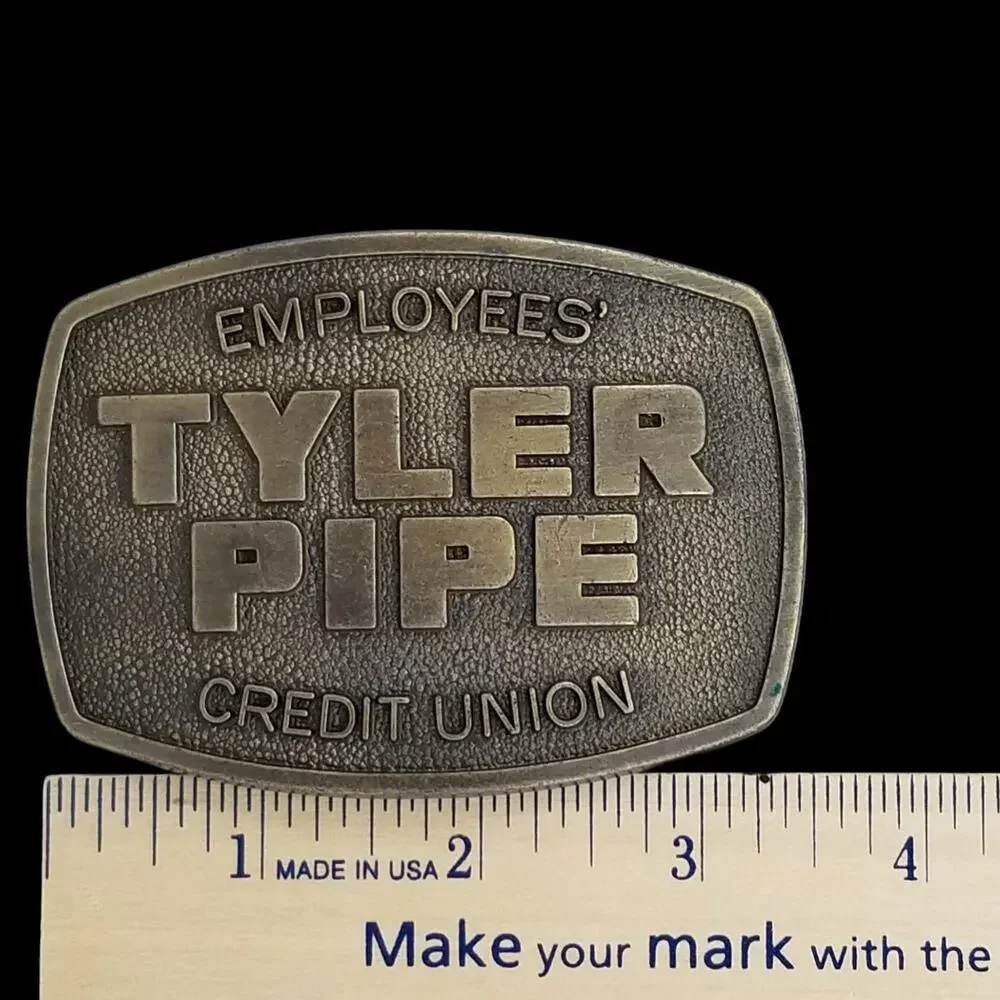 Vintage Belt Buckle‎ Brass Tyler Pipe Employees Credit Union Banking USA By PJ